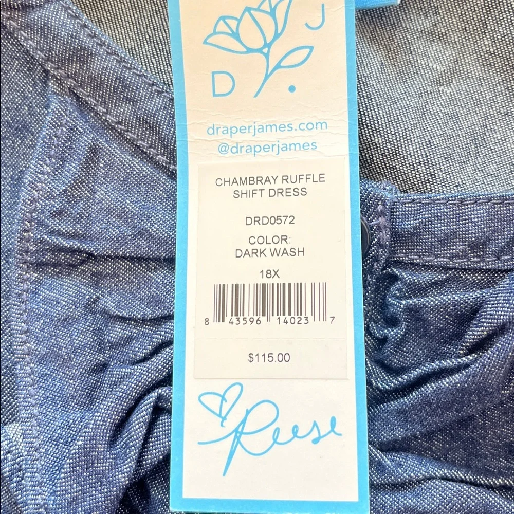 NWT Draper James Chambray Ruffle Shift Dress - Picture 7 of 8